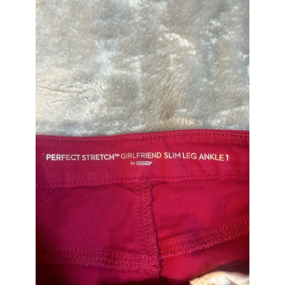 Chico's So Slimming Girlfriend Ankle‎ Jeans SZ 1 US 8 Mid Rise Hot Pink Fuschia